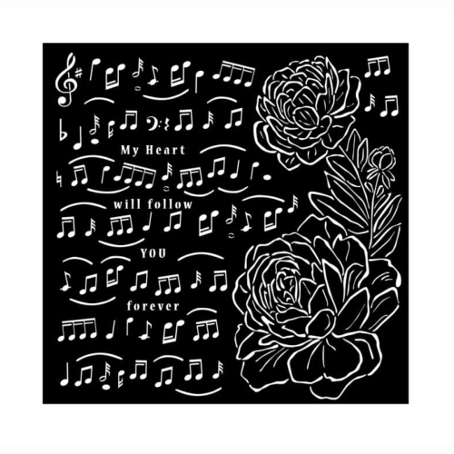 Szablon 3D Stamperia 18x18 cm - Nuty, peonia