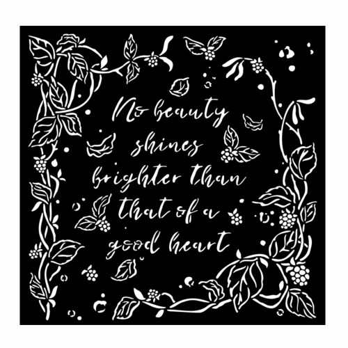 Szablon 3D Stamperia 18x18 cm - List, napis, liściasta ramka