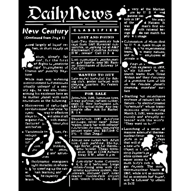 Szablon 3D Stamperia 20x25 cm - Daily News, pismo, gazeta