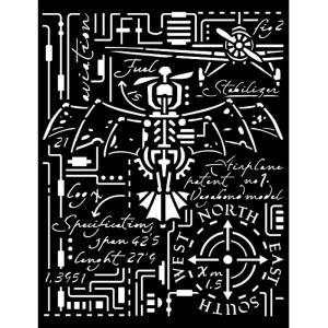 Szablon 3D Stamperia 20x25 cm - Schemat, maszyna latająca