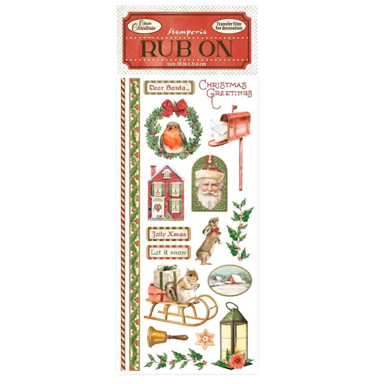 Rub-On transfer 10x21,6 cm - Świąteczne elementy | Stamperia Classic Christmas, DFLRB10