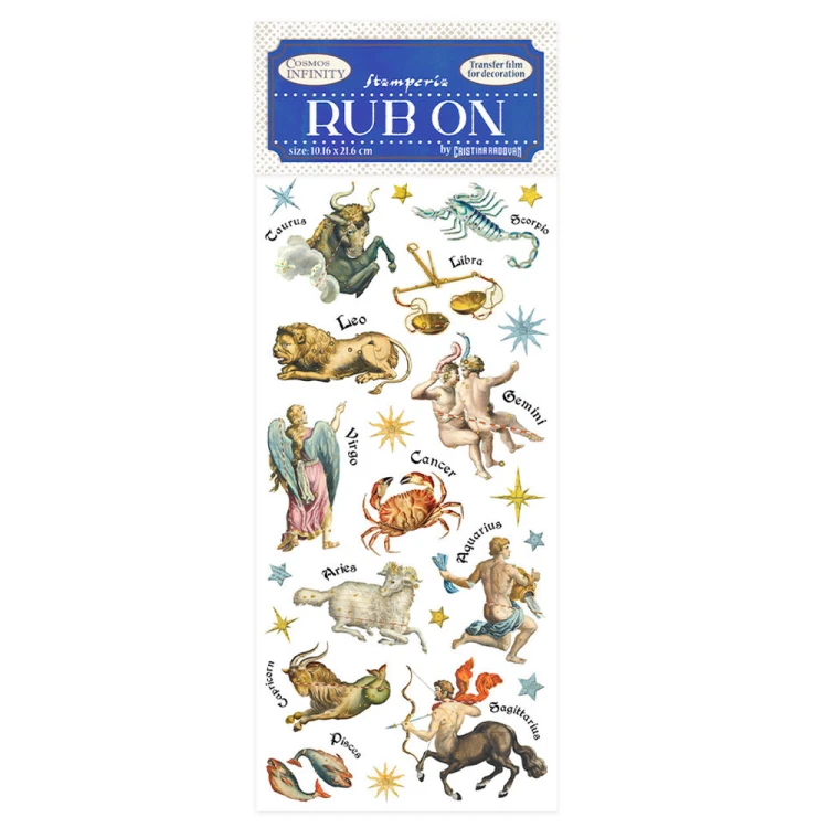 Rub-On transfer 10x21,6 cm -  Znaki zodiaku | Stamperia Cosmos Infinity, DFLRB08