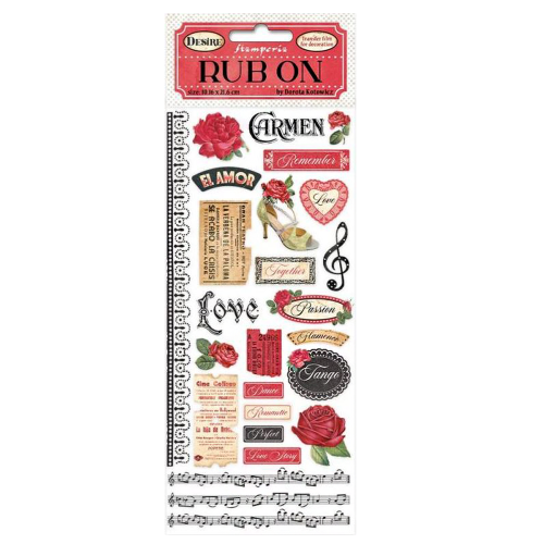 Rub-On transfer 10x21,6 cm -  Romantyczne dodatki | Stamperia Desire, DFLRB05