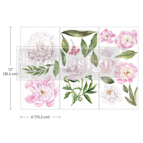 Decor Transfer Morning Peonies - 3 arkusze idealne do zdobienia mebli i innych przedmiotów