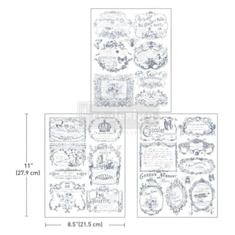 Middy Decor Transfer Vintage Labels - 3 arkusze 21x30cm | Prima