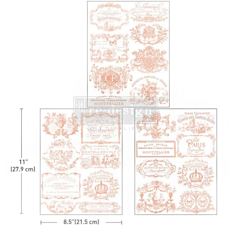 Middy Decor Transfer Vintage Labels III - 3 arkusze 21x30cm