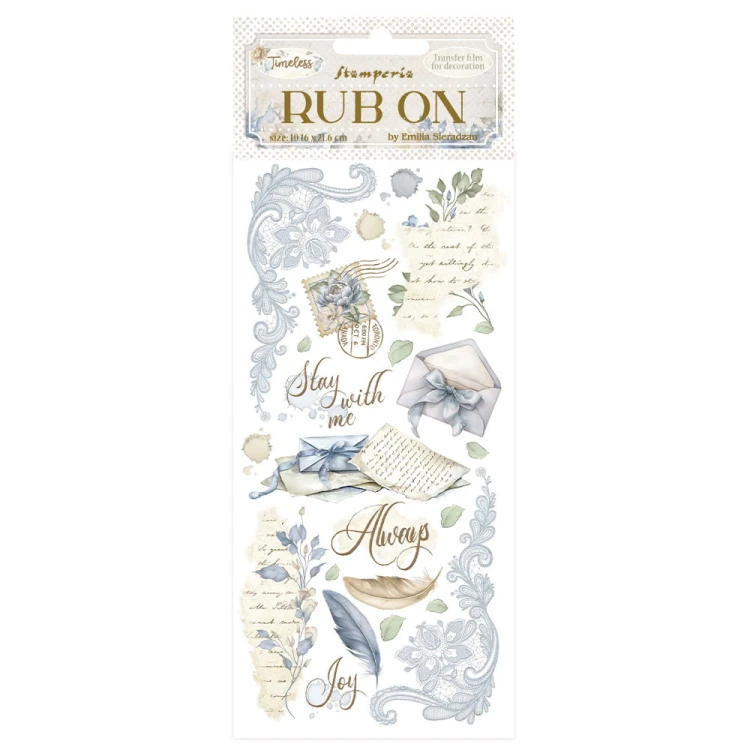 Rub-On transfer 10x21,6 cm - listy pismo | Stamperia Timeless, DFLRB161