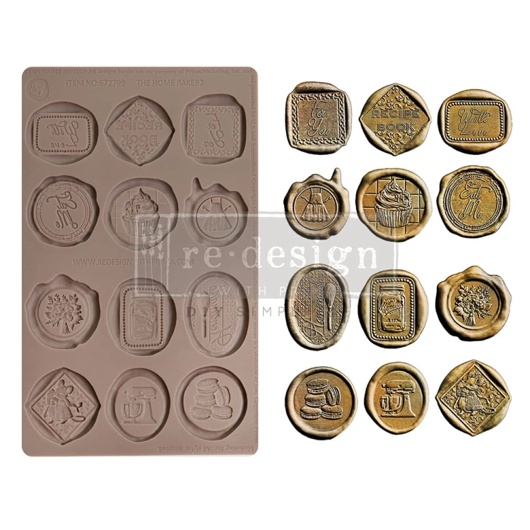 Foremka silikonowa do odlewów 20x13 cm marki Prima Sweet Seal. Foremka zawiera 12 wzorów stempli w stylu vintage. Idealna do stylizacji mebli, decoupage i różnych DIY.