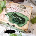 Forma silikonowa do odlewów 20x13 cm - Prima Froggy Meadow Greens. Przykład zastosowania odlewu w projekcje na kuferku.