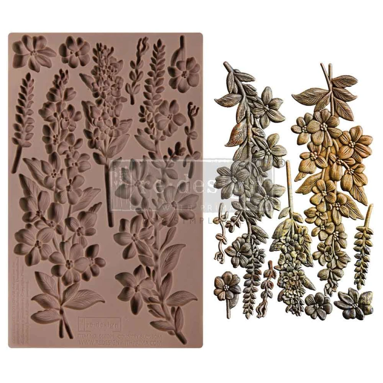 Forma silikonowa do odlewów o wymiarach 20x13 cm - Prima Country Blossom. Zawiera wzory kwiatowych gałązek. Kwitnące, niczym świeżo zerwane na łące. Idealna do dekoracji w sielskim klimacie.