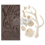 Forma silikonowa do odlewów 25x13 cm - Prima Loggers' Lodge 2. Zawiera motyw dużego, efektownego poroża oraz 9 drobnych dodatków jak kwiaty i liście.