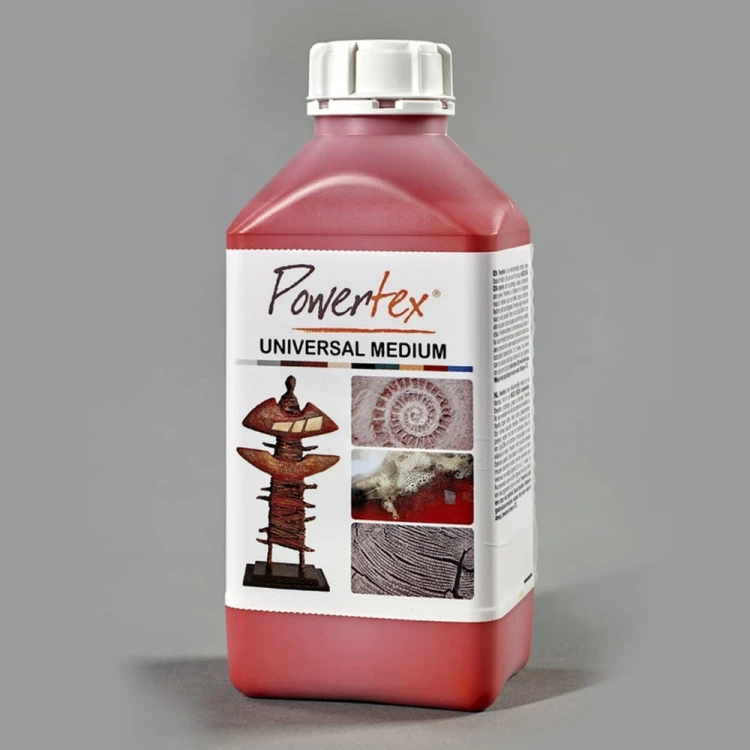 Powertex medium uniwersalne w kolorze czerwonym, waga 1 kg. Posiada właściwości utwardzania tekstylnego, sprawdzi się przy tworzeniu rzeźb, obrazów, wszelkich trwałych dekoracji i dzieł sztuki. Pakowane w butelkę plastikową.