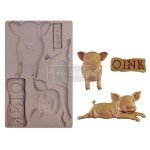 Forma silikonowa do odlewów o wymiarach 20x13 cm -marki Prima Farm Friends. Zawiera wzory dwóch wesołych świnek i szyld z napisem OINK czyli chrumkać.