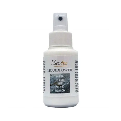 Liquid Power półprzeźroczysty, płynny pigment w kolorze białym o pojemności 100 ml, na bazie wody. Do stosowania w projektach Powertex i innych technikach.