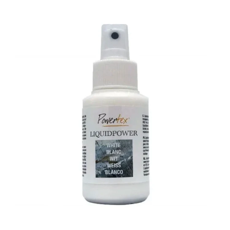 Liquid Power półprzeźroczysty, płynny pigment w kolorze białym o pojemności 100 ml, na bazie wody. Do stosowania w projektach Powertex i innych technikach.