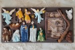 Foremka silikonowa do odlewów o wymiarach  25x13 cm marki Prima wzór Holy Night Nativity. Na zdjęciu gotowe, pomalowane odlewy.