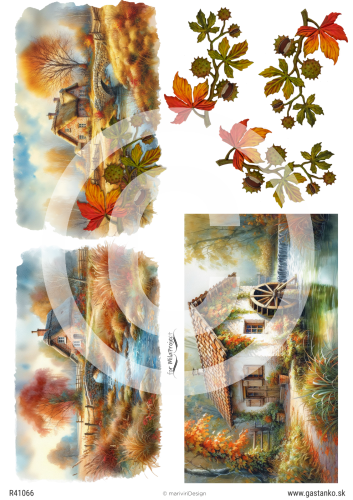 Papier ryżowy A4 - Jesienne widoczki,  kasztany | ©mariviriDesign 