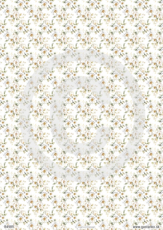Papier ryżowy A4 - tapeta, tło, drobne kwiaty dzikiej róży | ©mariviriDesign