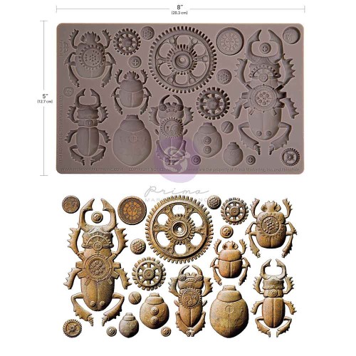 Forma silikonowa do odlewów 20x13 cm - Prima Finnabair Steampunk beetles