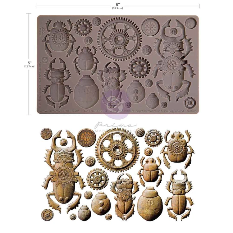 Forma silikonowa do odlewów 20x13 cm - Prima Finnabair Steampunk beetles