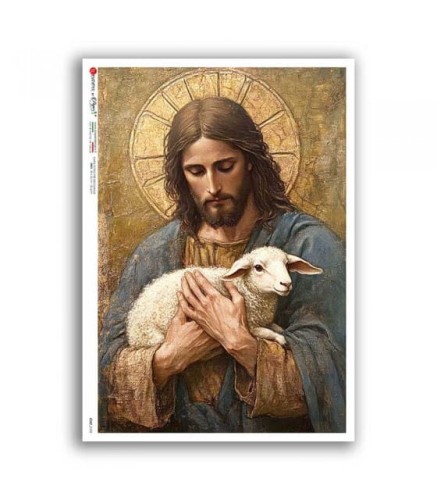 Papier ryżowy A5 Paper Designs 0192 - Jezus z owieczką