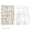 Foremka silikonowa marki Stamperia z kolekcji Furry Friends z motywem kotów i ozdobnych dodatków różnej wielkości. Format A5, kod produktu KACMA591. Idealny do decoupage oraz projektów mixmedia, handmade i DIY.
