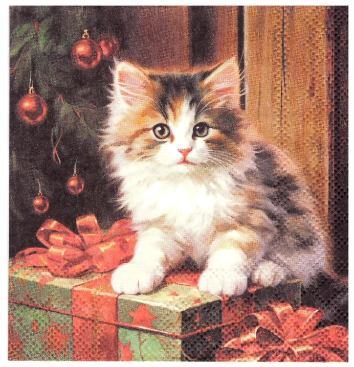 Serwetka Boże Narodzenie 25x25 Kot