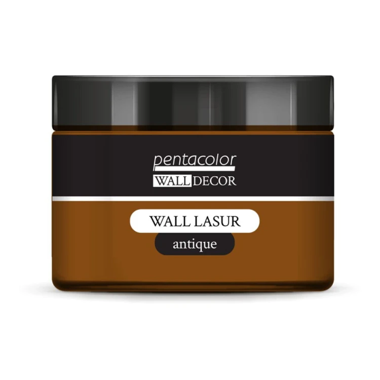 Lasur Antique z linii Wall Decor marki Pentart. Kolor jasna rdza, pojemność 150ml. Preparat o konsystencji żelowej idealny do stylizacji mebli, stylizacji drewna,  technik w stylu antique czy mixmedia. Można mieszać z farbami ściennymi Wall Decor Pentart.