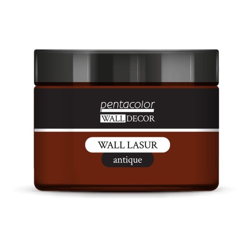 Lasur Antique z linii Wall Decor marki Pentart. Kolor brązowa rdza, 150ml. Preparat o konsystencji żelowej idealny do stylizacji mebli, stylizacji drewna,  technik w stylu antique czy mixmedia. Można mieszać z farbami ściennymi Wall Decor Pentart.