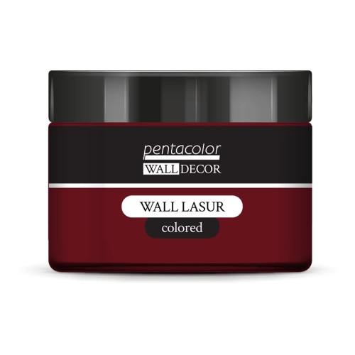 Lasur Colored z linii Wall Decor marki Pentart. Kolor bordowy, pojemność 150ml. Preparat o konsystencji żelowej idealny do stylizacji mebli, stylizacji drewna,  technik w stylu antique czy mixmedia. Można mieszać z farbami ściennymi Wall Decor Pentart.