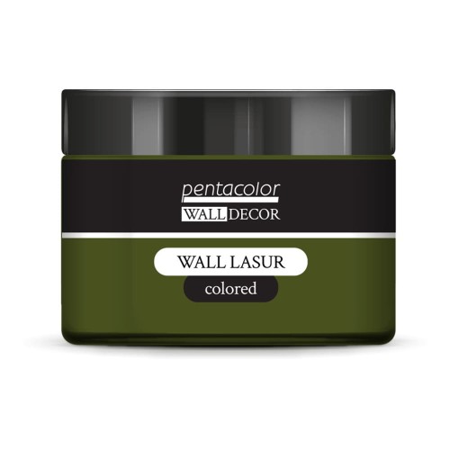 Lasur Colored z linii Wall Decor marki Pentart. Kolor oliwkowy zielony, 150ml. Preparat o konsystencji żelowej idealny do stylizacji mebli, stylizacji drewna,  technik w stylu antique czy mixmedia. Można mieszać z farbami ściennymi Wall Decor Pentart.