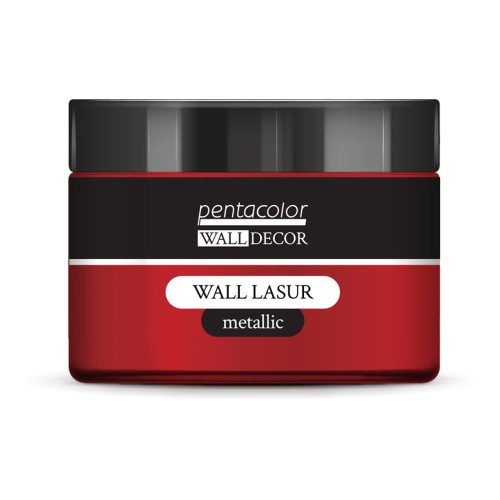 Lasur Metallic z linii Wall Decor marki Pentart. Kolor czerwona miedź, 150ml. Preparat o konsystencji żelowej idealny do stylizacji mebli, stylizacji drewna,  technik w stylu antique czy mixmedia. Można mieszać z farbami ściennymi Wall Decor Pentart.