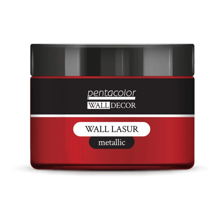 Lasur Metallic z linii Wall Decor marki Pentart. Kolor czerwona miedź, 150ml. Preparat o konsystencji żelowej idealny do stylizacji mebli, stylizacji drewna,  technik w stylu antique czy mixmedia. Można mieszać z farbami ściennymi Wall Decor Pentart.