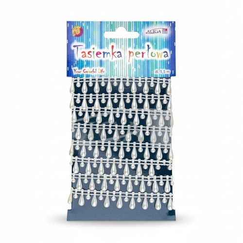 Tasiemka perłowa WSP-5655 rozm. perełek 1cm i 1,5cm, dł. 1,5m