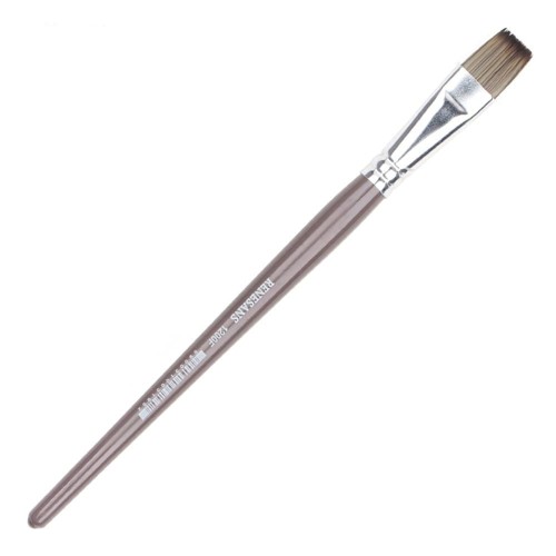 Pędzel syntetyczny płaski, marki Renesans, seria 1200F. Rozmiar nr 12, długość włosia 14,5 mm, szerokość skuwki 14,5mm. Sprawdzi się w technikach handmade, pracach artystycznych oraz decoupage w technice serwetkowej.