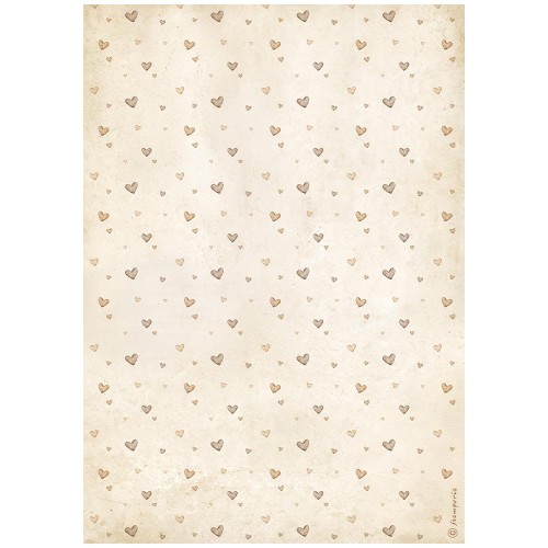 Papier ryżowy Stamperia A4 Baby - DFSA41092 | Tapeta serduszkowe tło