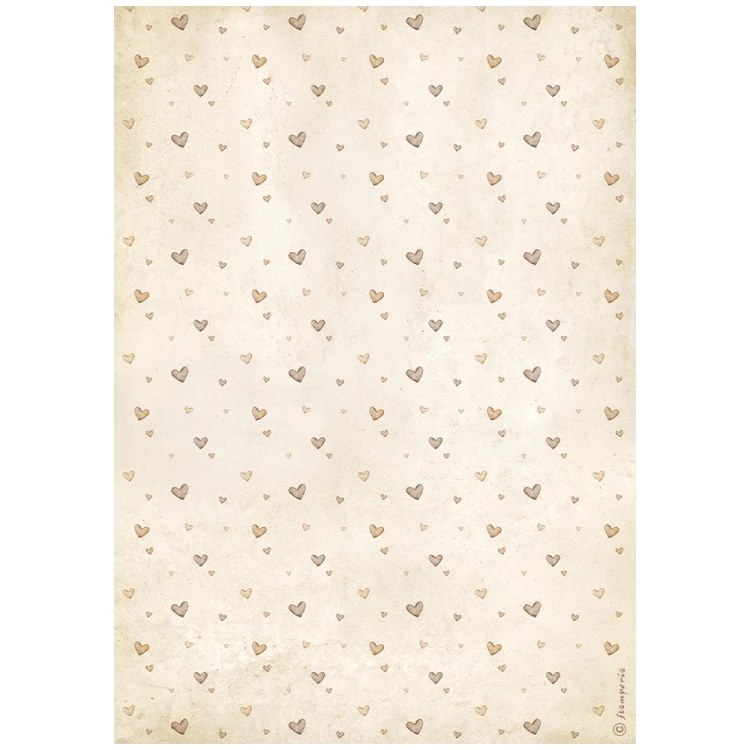 Papier ryżowy Stamperia A4 Baby - DFSA41092 | Tapeta serduszkowe tło