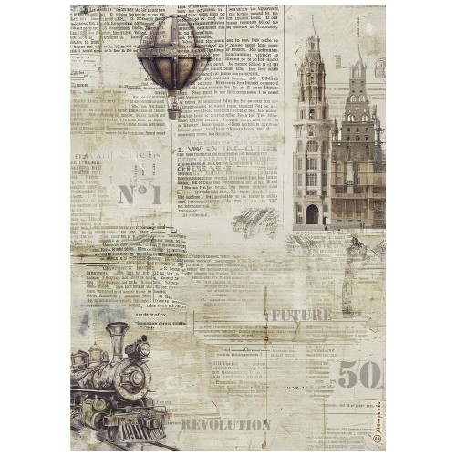 Papier ryżowy Stamperia A4 Voyages fantastiques - DFSA41102 | Sepia gazeta