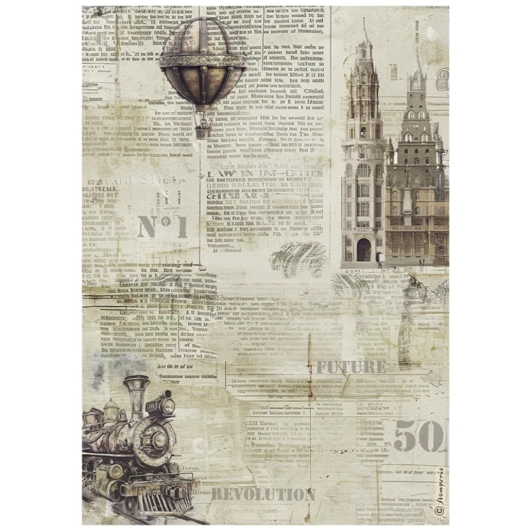 Papier ryżowy Stamperia A4 Voyages fantastiques - DFSA41102 | Sepia gazeta