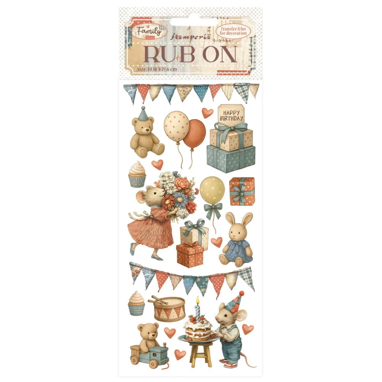 Rub-On transfer 10x21,6 cm - Family | Stamperia Myszki Party , DFLRB215