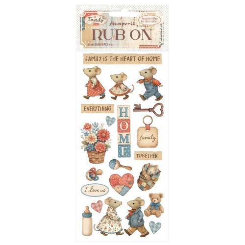 Rub-On transfer 10x21,6 cm - Family | Stamperia Myszki Home , DFLRB217