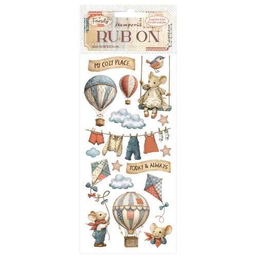 Rub-On transfer 10x21,6 cm - Family | Stamperia Myszki Balony , DFLRB218