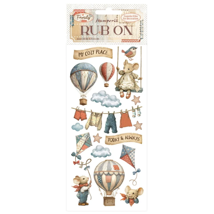 Rub-On transfer 10x21,6 cm - Family | Stamperia Myszki Balony , DFLRB218