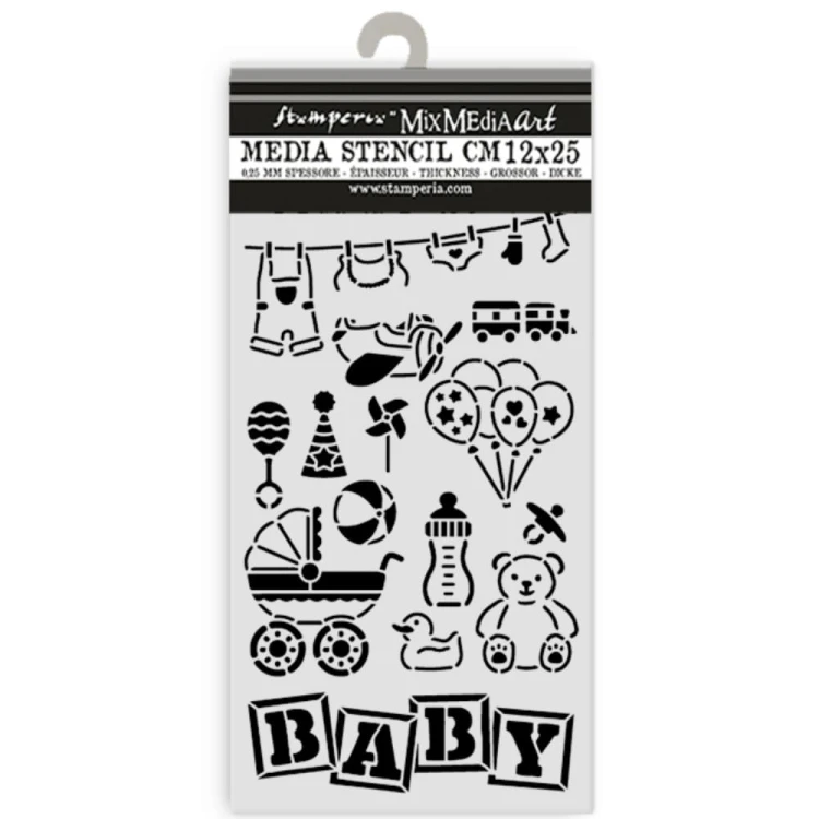 Szablon 3D Stamperia 12x25 cm - Baby elementy KSTDL145