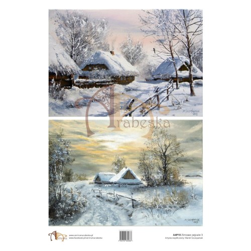 Papier ryżowy Arabeska A4P10 – Zimowe pejzaże 3