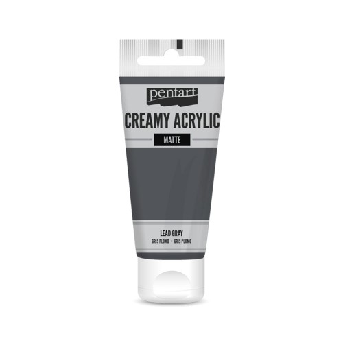 Farba akrylowa Pentart Creamy Acrylic 60ml. Matowa, mocno napigmentowana o gęstej, kremowej konsystencji, w kolorze ołowianej szarości. Idealna do efektu grubych warstw i struktur. Sprawdzi się w technice mixmedia, decoupage i projektach handmade.