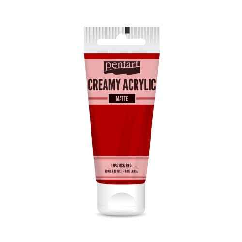 Farba akrylowa Pentart Creamy Acrylic 60ml. Matowa, mocno napigmentowana o gęstej, kremowej konsystencji, w kolorze szminkowym. Idealna do efektu grubych warstw i struktur. Sprawdzi się w technice mixmedia, decoupage i projektach handmade.