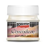 Farba Chameleon marki Pentart, kolor liliowo-złoty, pojemność 50ml. Farba perłowa, dwukolorowa. Zmienia odcień w zależności od kąta padania światła. Sprawdzi się w technice mixmedia, decoupage i projektach handmade.