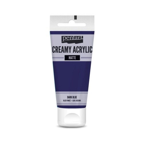 Farba akrylowa Pentart Creamy Acrylic 60ml. Matowa, mocno napigmentowana o gęstej, kremowej konsystencji, w kolorze granatowym. Idealna do efektu grubych warstw i struktur. Sprawdzi się w technice mixmedia, decoupage i projektach handmade.