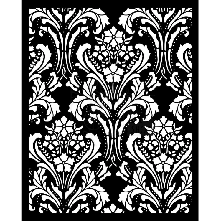 Szablon Stamepria z kolekcji Quiet Days, wymiary 20x25cm. Zawiera motyw barokowego zwornictwa, tapety. Wykonany z grubego, giętkiego i przeźroczystego poliestru. Idealny do decoupage,  mixmedia, scrapbookingu. Kod producenta  KSTD191